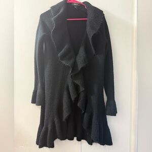 Style & Co. Black Ruffle-Front Open Cardigan